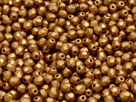 4mm Czech Fire Polish Round Bead, Bronze Gold Matte, 50 pieces Online