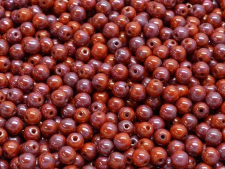 4mm Czech Round Druk Bead, Opaque Bright Orange Nebula, 50 pieces Discount