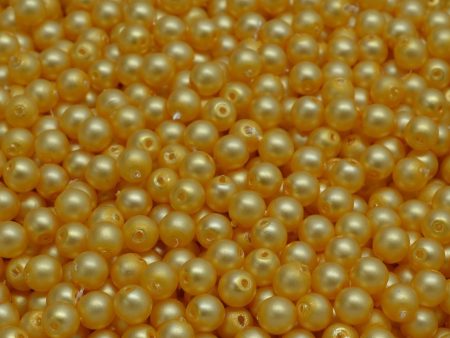 4mm Czech Round Druk Bead, Matte Jonquil Pearl, 50 pieces Discount