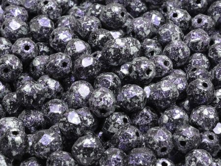 6mm Czech Fire Polish Round Bead, Tweedy Violet, 50 pieces Hot on Sale