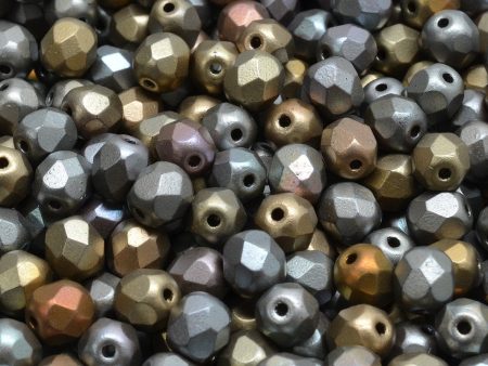 6mm Czech Fire Polish Round Bead, Crystal Grey Rainbow, 50 pieces Fashion