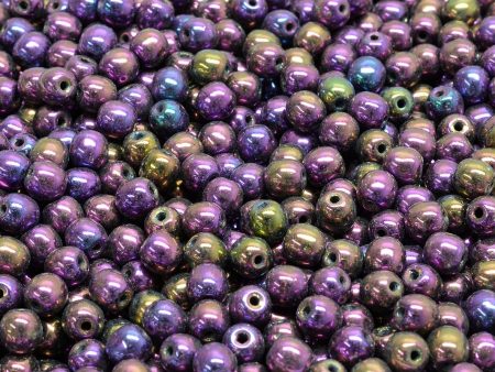 4mm Czech Round Druk Bead, Iris Purple, 50 pieces Fashion