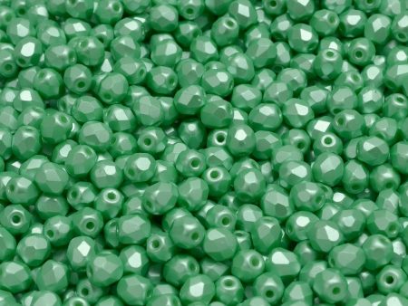 4mm Czech Fire Polish Round Bead, Pastel Light Green Chrys, 50 pieces Sale