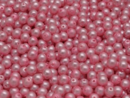 4mm Czech Round Druk Bead, Matte Pink Pearl, 50 pieces Fashion