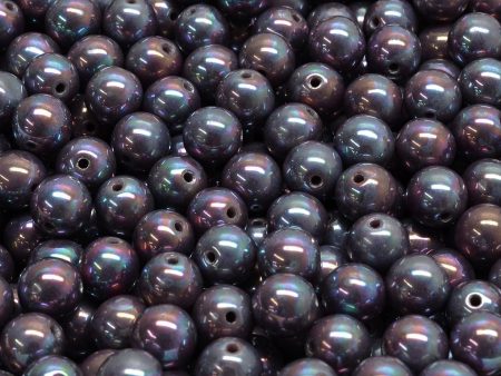 6mm Czech Round Druk Bead, Violet Nebula, 50 pieces on Sale