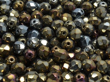 6mm Czech Fire Polish Round Bead, Iris Brown, 50 pieces Online