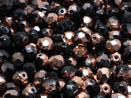 6mm Czech Fire Polish Round Bead, Jet Apollo, 50 pieces Online Sale