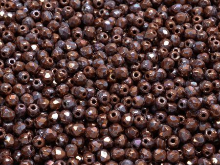 3mm Czech Fire Polish Round Bead, Umber Nebula, 50 pieces Fashion