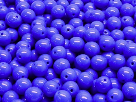 6mm Czech Round Druk Bead, Opaque Blue, 50 pieces Online