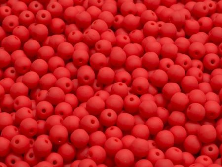 4mm Czech Round Druk Bead, Matte Red, 50 pieces Online