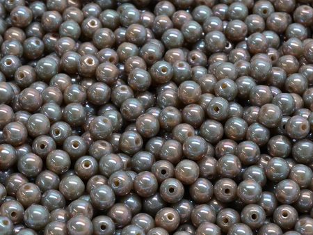 4mm Czech Round Druk Bead, Beige Nebula, 50 pieces Online Sale