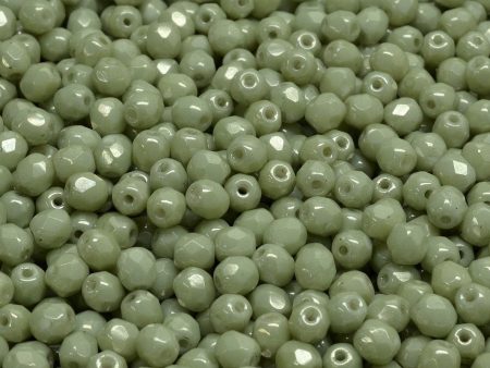 4mm Czech Fire Polish Round Bead, White Light Green Luster, 50 pieces For Discount