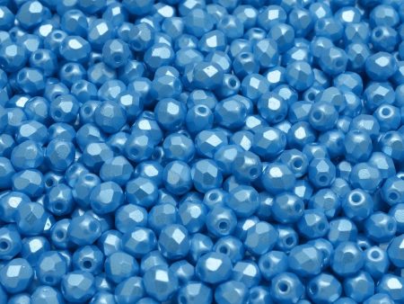 4mm Czech Fire Polish Round Bead, Pastel Turquoise, 50 pieces For Discount