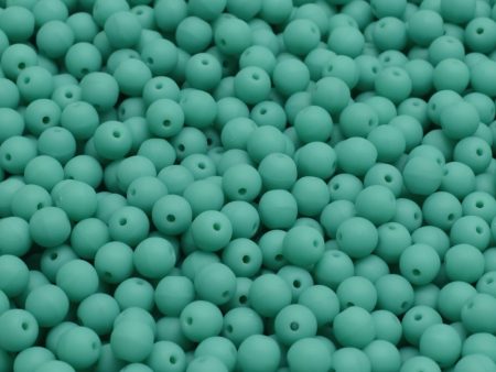 4mm Czech Round Druk Bead, Matte Turquoise Green, 50 pieces Online now