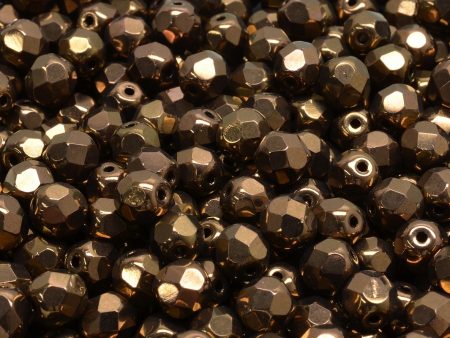 6mm Czech Fire Polish Round Bead, Dark Bronze, 50 pieces Hot on Sale