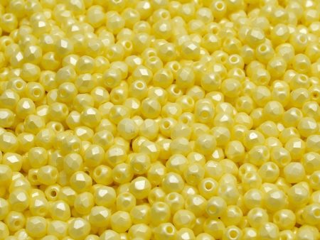 3mm Czech Fire Polish Round Bead, Yellow Pearl, 50 pieces Supply