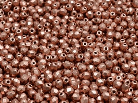 3mm Czech Fire Polish Round Bead, Matte Metallic Copper, 50 pieces Supply