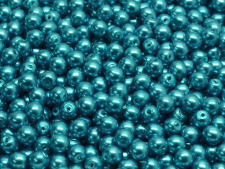 4mm Czech Round Druk Bead, Teal Blue Pearl, 50 pieces Sale