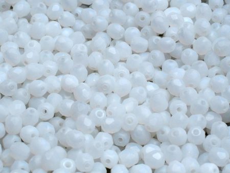 4mm Czech Fire Polish Round Bead, Matte White, 50 pieces on Sale