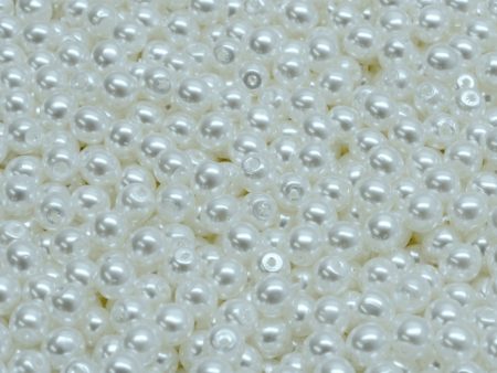 4mm Czech Round Druk Bead, White Pearl, 50 pieces Discount