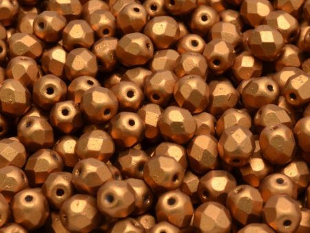 6mm Czech Fire Polish Round Bead, Bronze Gold Matte, 50 pieces Sale