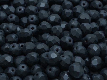 6mm Czech Fire Polish Round Bead, Jet Matte, 50 pieces Cheap