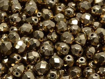 6mm Czech Fire Polish Round Bead, Jet Gold Bronze, 50 pieces Hot on Sale