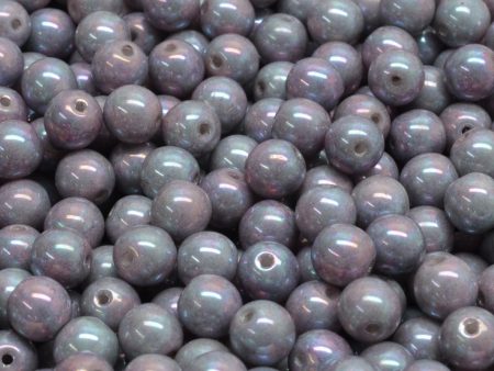 6mm Czech Round Druk Bead, Amethyst Alabaster, 50 pieces Cheap