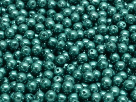 4mm Czech Round Druk Bead, Dark Teal Pearl, 50 pieces Discount