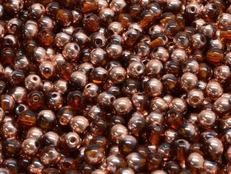 4mm Czech Round Druk Bead, Amber Capri Gold, 50 pieces Online