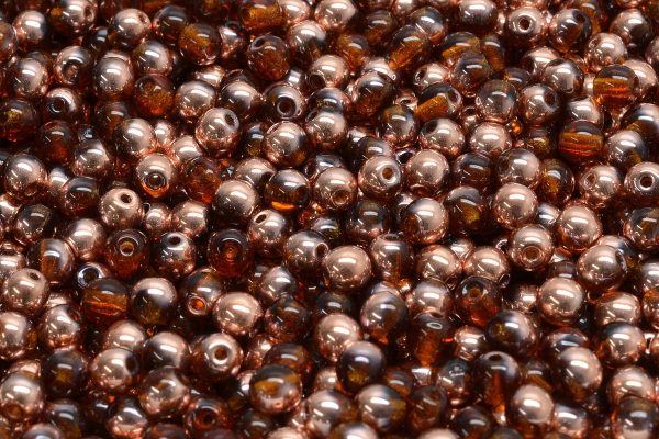 4mm Czech Round Druk Bead, Amber Capri Gold, 50 pieces Online