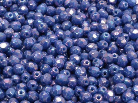 4mm Czech Fire Polish Round Bead, Cornflower Blue Nebula, 50 pieces Fashion