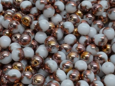 6mm Czech Round Druk Bead, Alabaster Sunset, 50 pieces Cheap