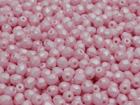 4mm Czech Fire Polish Round Bead, Pink Pearl, 50 pieces on Sale