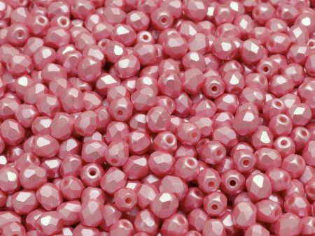 4mm Czech Fire Polish Round Bead, Pastel Pink, 50 pieces For Discount