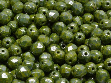 6mm Czech Fire Polish Round Bead, Olive Terracotta Blue, 50 pieces Discount