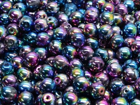 6mm Czech Round Druk Bead, Crystal Magic Violet Blue, 50 pieces Online Hot Sale