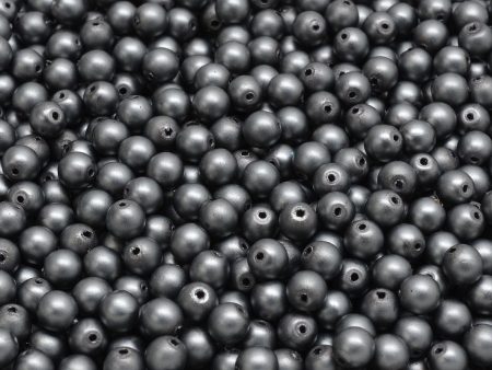 4mm Czech Round Druk Bead, Matte Grey Pearl, 50 pieces Cheap