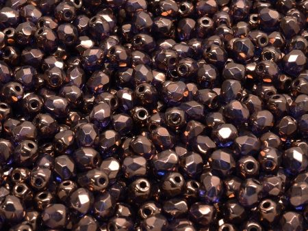 4mm Czech Fire Polish Round Bead, Crystal Bronze, 50 pieces Online