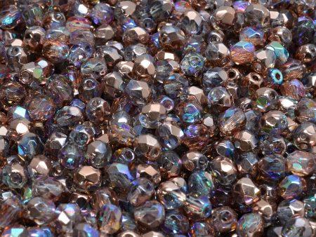 4mm Czech Fire Polish Round Bead, Crystal Capri AB, 50 pieces Online Hot Sale