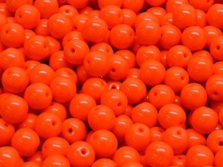 6mm Czech Round Druk Bead, Opaque Bright Orange, 50 pieces (Top drilled hole) Discount