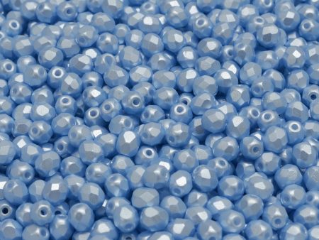 4mm Czech Fire Polish Round Bead, Pastel Light Sapphire, 50 pieces Online Hot Sale