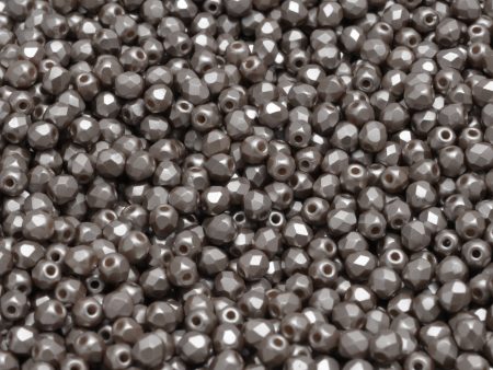 3mm Czech Fire Polish Round Bead, Pastel Light Brown Cocoa, 50 pieces Discount