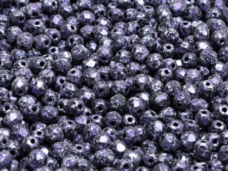 4mm Czech Fire Polish Round Bead, Tweedy Violet, 50 pieces Online Sale