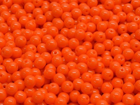 4mm Czech Round Druk Bead, Opaque Bright Orange, 50 pieces For Cheap