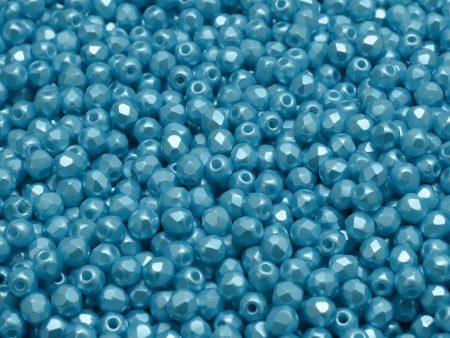 3mm Czech Fire Polish Round Bead, Pastel Aqua, 50 pieces on Sale