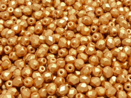 4mm Czech Fire Polish Round Bead, Pastel Amber, 50 pieces Sale