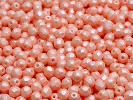 4mm Czech Fire Polish Round Bead, Peach Pearl, 50 pieces on Sale