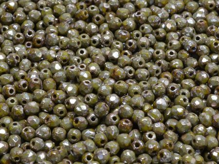 3mm Czech Fire Polish Round Bead, Olve Picasso, 50 pieces Online now