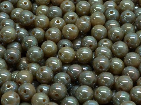 6mm Czech Round Druk Bead, Beige Nebula, 50 pieces For Sale